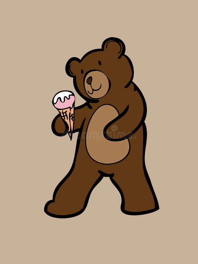 Teddy Bear With Ice Cream Cone Stock Vector Illustration of cream