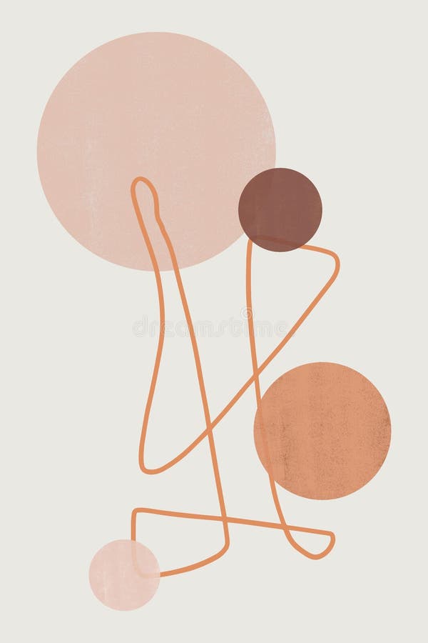 Brown and Beige Abstract Shapes Art Canvas Stock Illustration