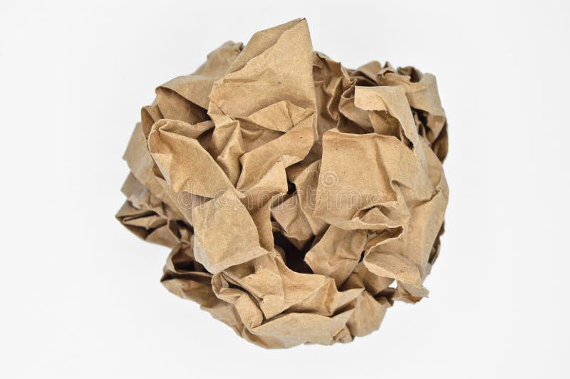 Brown and beige crumpled paper ball.