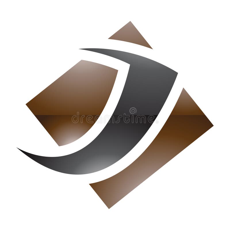 Brown and Black Glossy Diamond Square Letter J Icon royalty free illustration