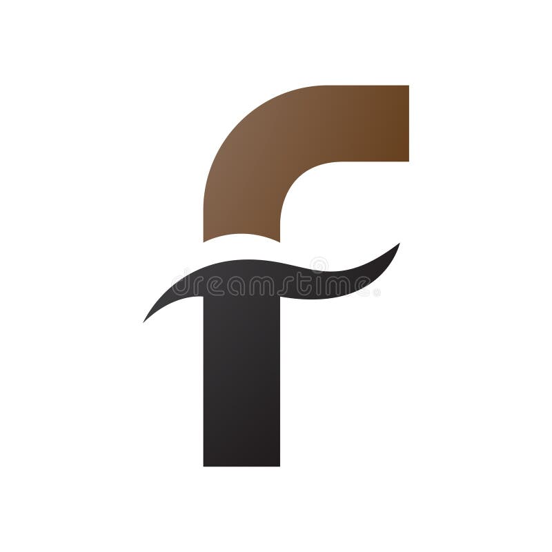 Brown and Black Letter F Icon with Spiky Waves vector illustration