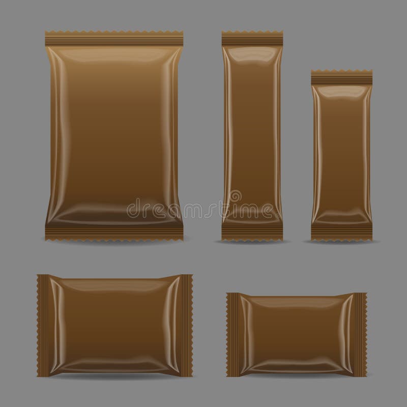 Brown Blank Foil Food Snack pack For Chips, Spices, Coffee, Salt stock illustration Brown Blank Foil Food Snack pack For Chips, Spices, Coffee, Salt stock illustration