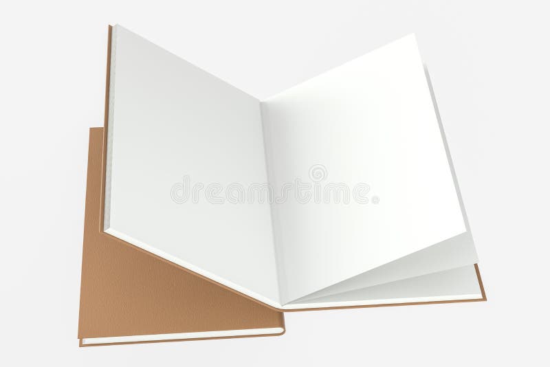 The brown blank opening notebook background, 3d rendering royalty free illustration