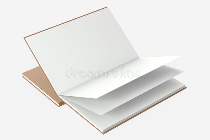 The brown blank opening notebook background, 3d rendering stock illustration
