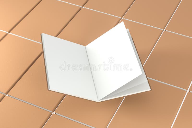 The brown blank opening notebook background, 3d rendering stock illustration