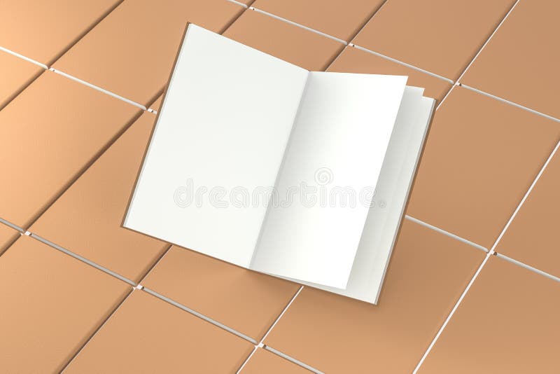 The brown blank opening notebook background, 3d rendering vector illustration