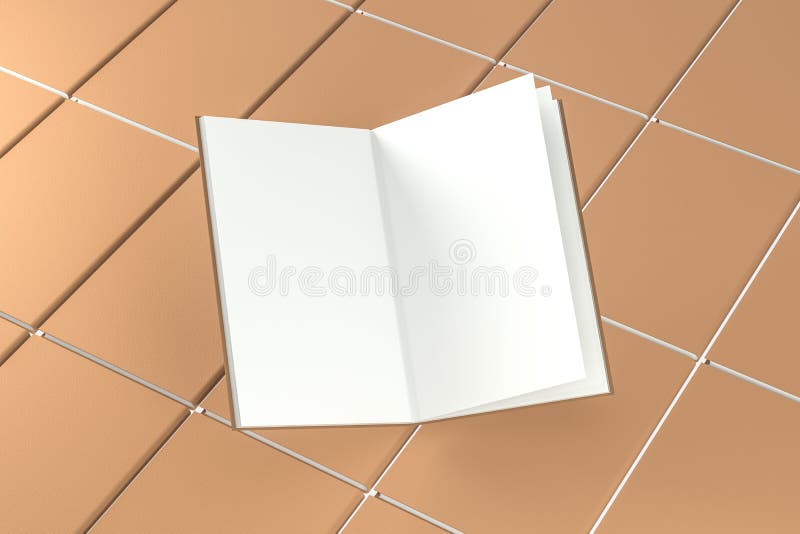The brown blank opening notebook background, 3d rendering vector illustration