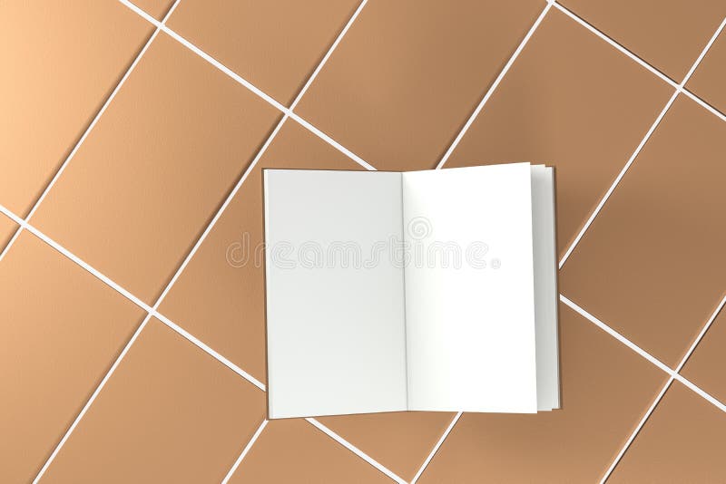 The brown blank opening notebook background, 3d rendering vector illustration