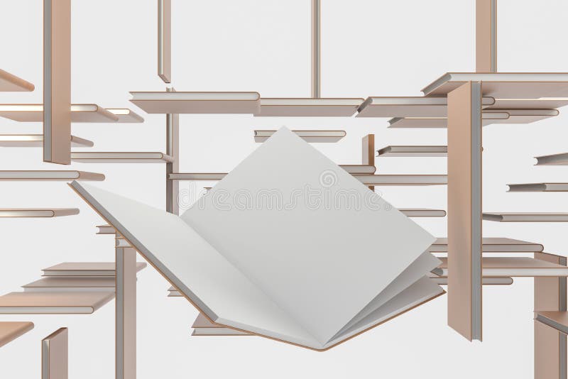 The brown blank opening notebook background, 3d rendering royalty free illustration