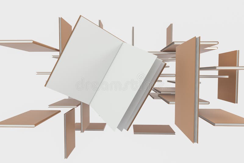 The brown blank opening notebook background, 3d rendering stock illustration