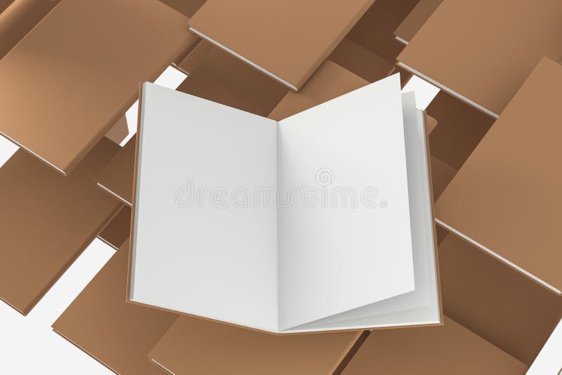 The brown blank opening notebook background, 3d rendering vector illustration
