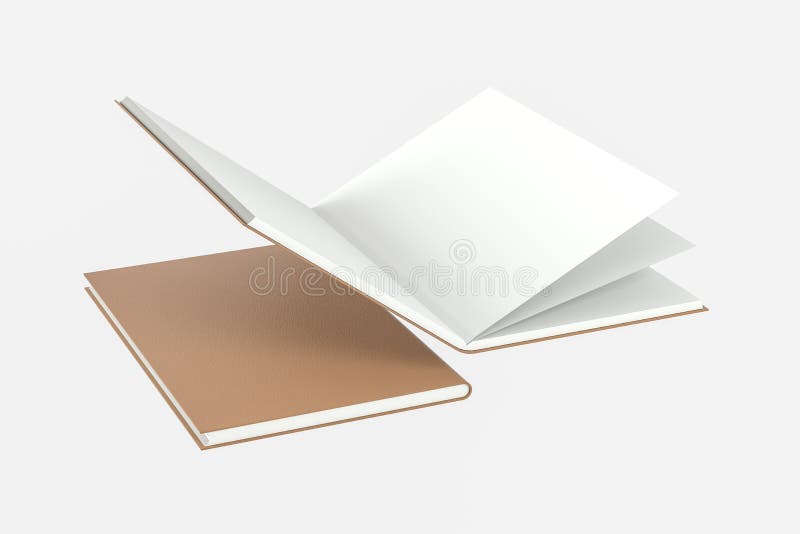 The brown blank opening notebook background, 3d rendering royalty free illustration