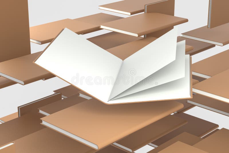 The brown blank opening notebook background, 3d rendering vector illustration