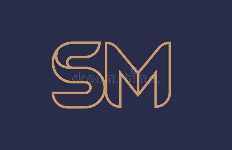 Brown Blue Line Alphabet Letter SM S M Logo Combination Company Icon ...