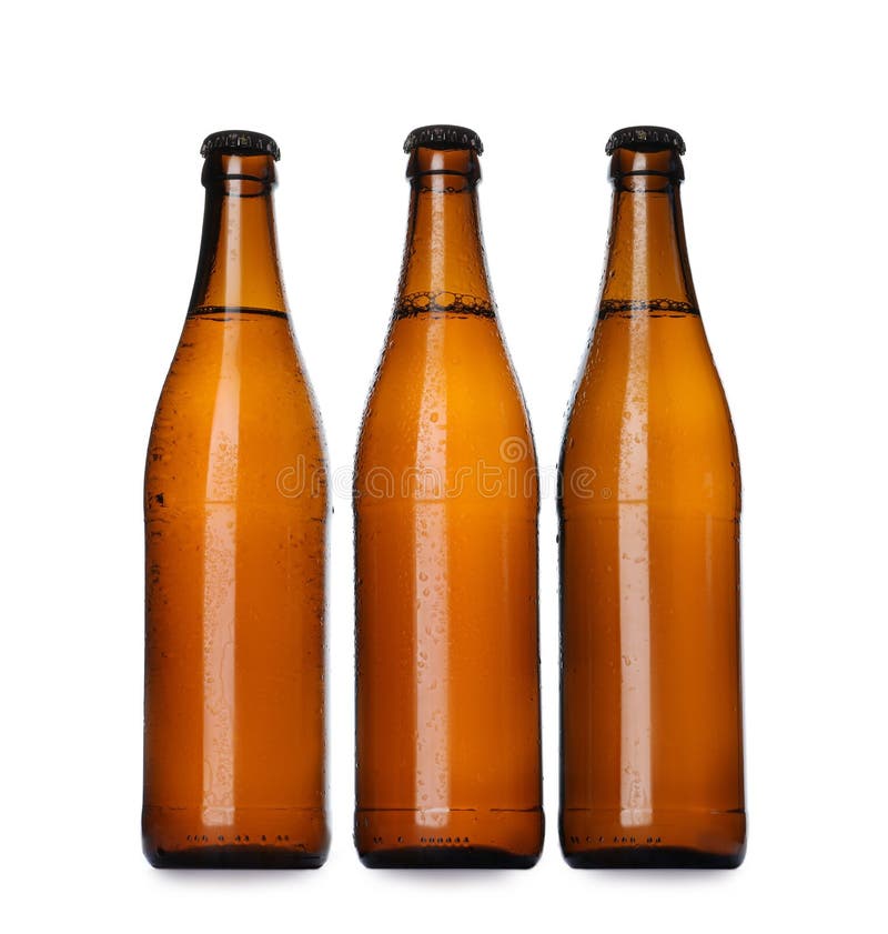 Brown Bottles with Beer Isolated Stock Image Image of bright, brewery