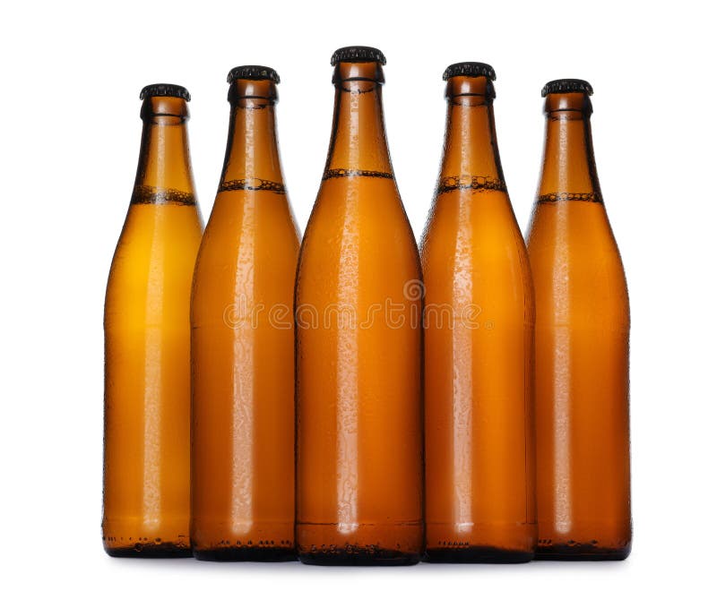 Brown Bottles with Beer Isolated Stock Image Image of bright, brewery