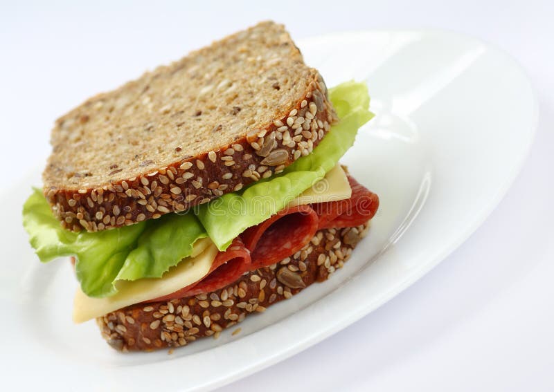 Brown bread sandwich stock image. Image of plate, salad - 25190681