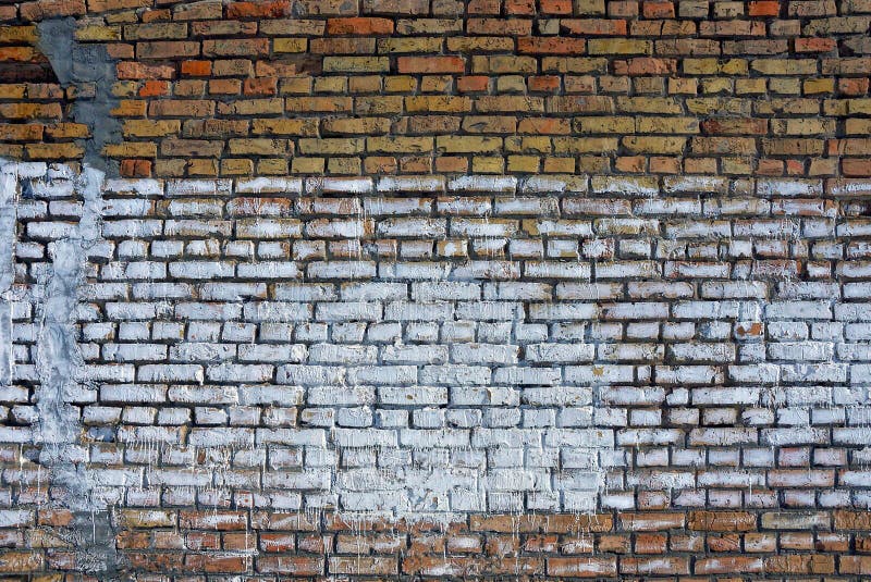 Brown Brick Old Wall with White Paint on Bricks Stock Image Image of