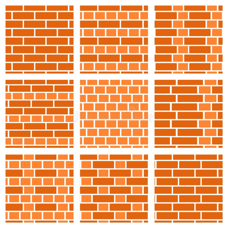 Brick Wall Background. Set of Seamless Vector Patterns. Different Types