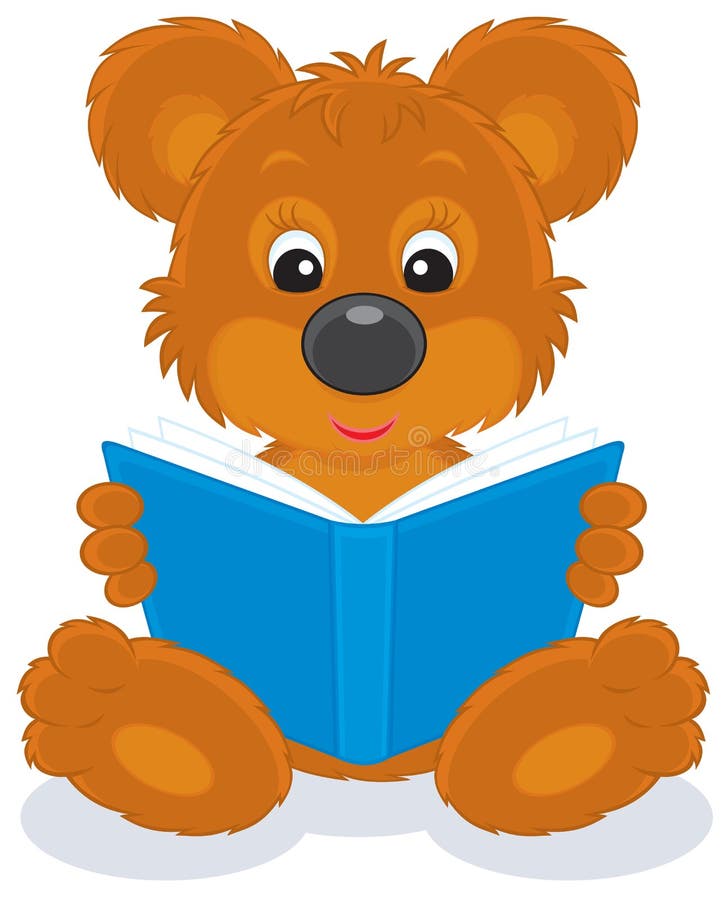 Brown-Bärenjunges, das ein Buch liest lizenzfreie abbildung