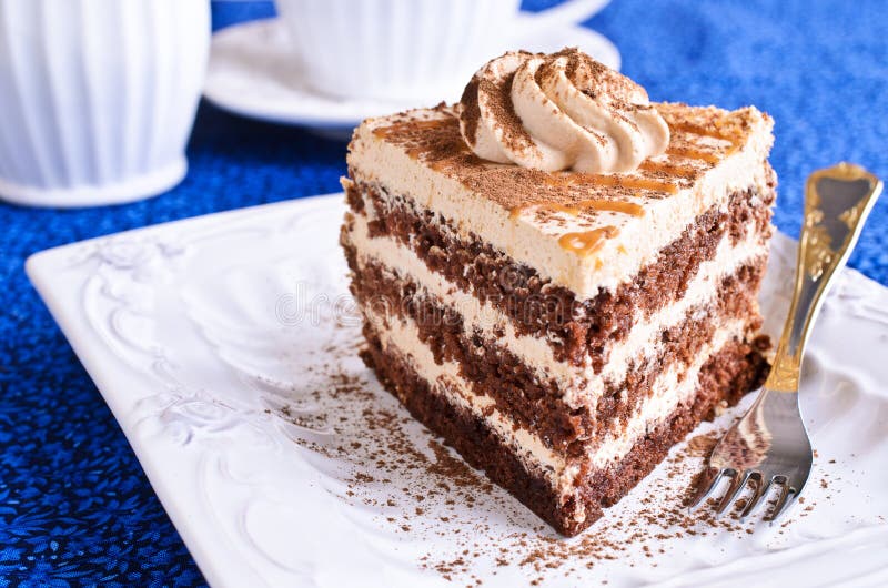 Brown cake with cream