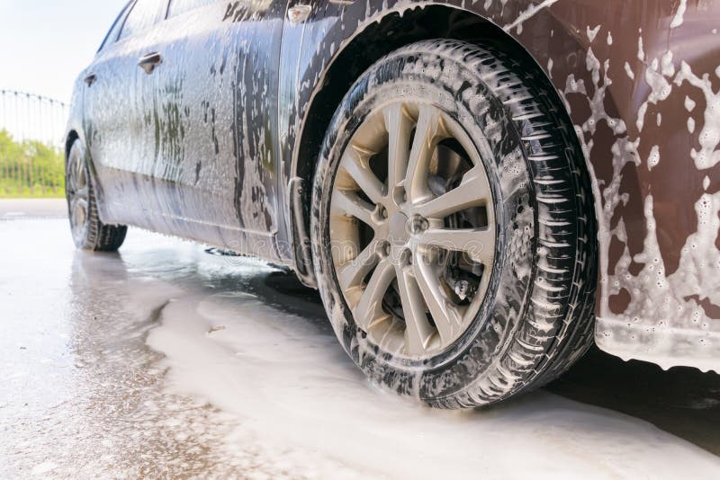 Car Wash Wheels Cleaning stock photo. Image of transportation 115156822