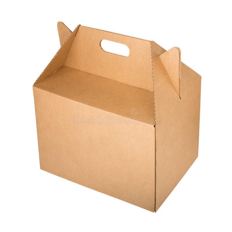 Download Brown Cardboard Box With Handle Isolated On White ...