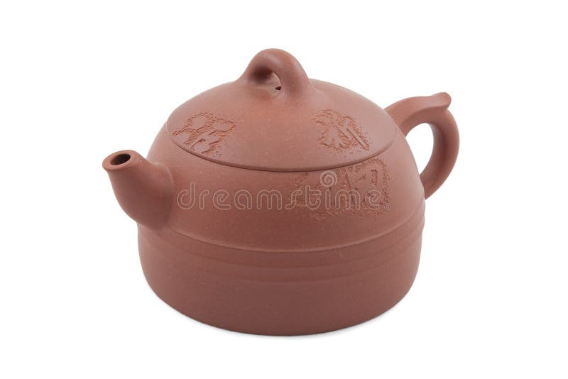 Brown ceramic teapot