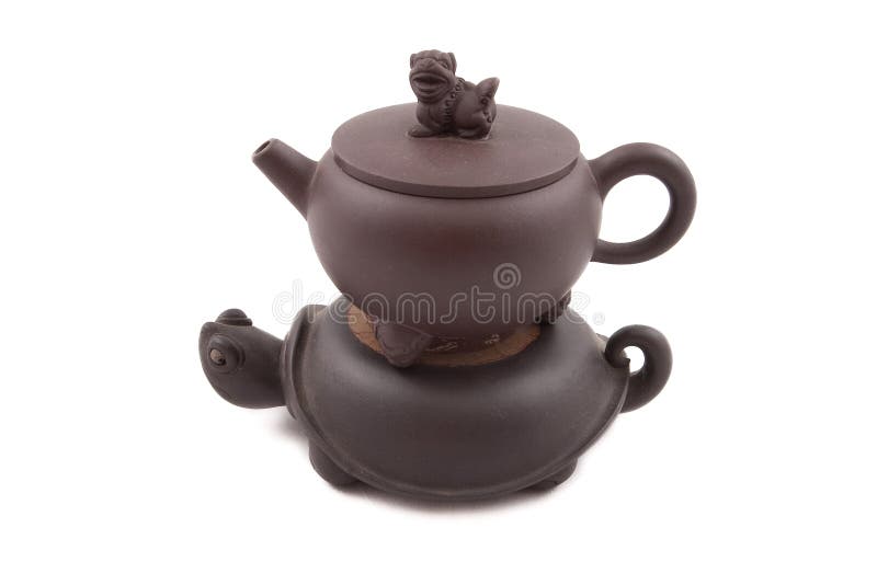 Brown Ceramic Teapot with Cover and Stand Stock Image Image of
