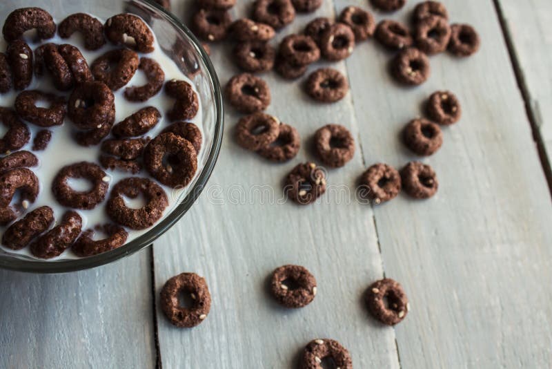 Brown Cereal in Bowl with Milk Stock Photo Image of bowls, glass