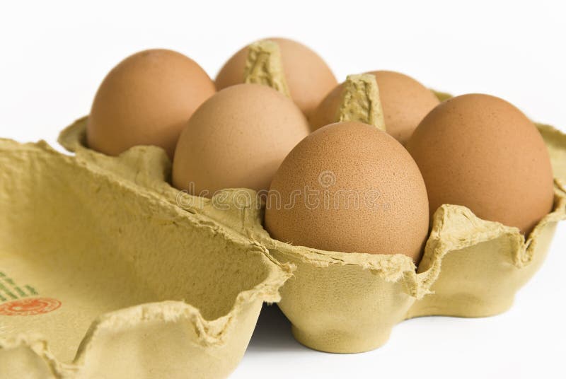 Brown chicken eggs in box