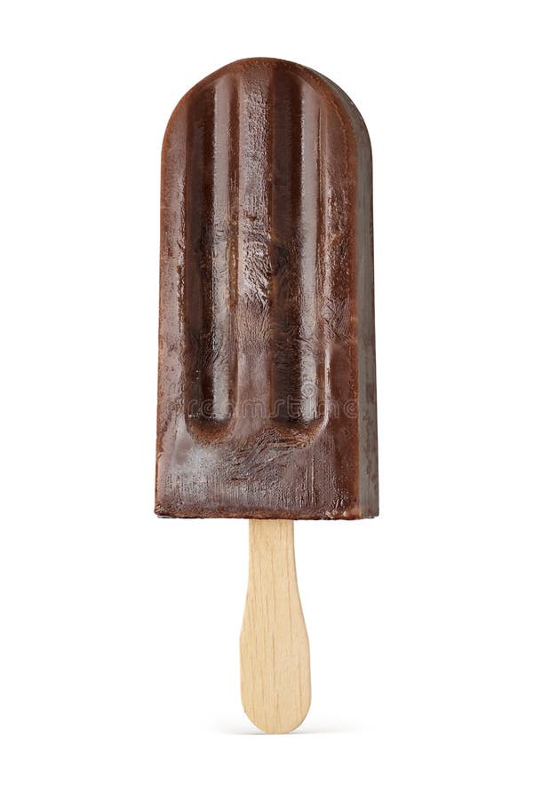 Brown Chocolate Popsicle Ice Cream Isolated on White Stock Image