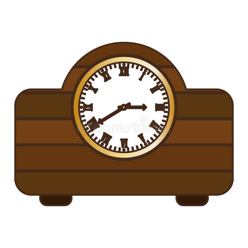 Brown Clock on the Table Icon Image Stock Illustration Illustration