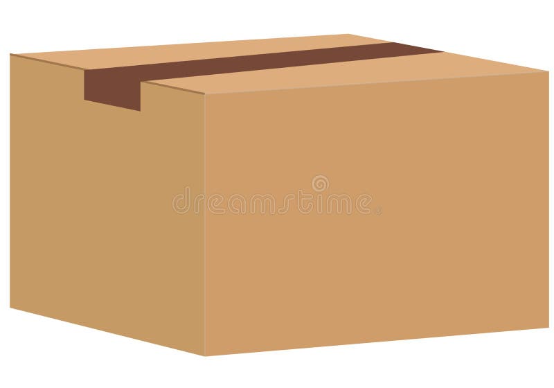 Brown closed carton delivery packaging box isolated on white background. box sign royalty free illustration