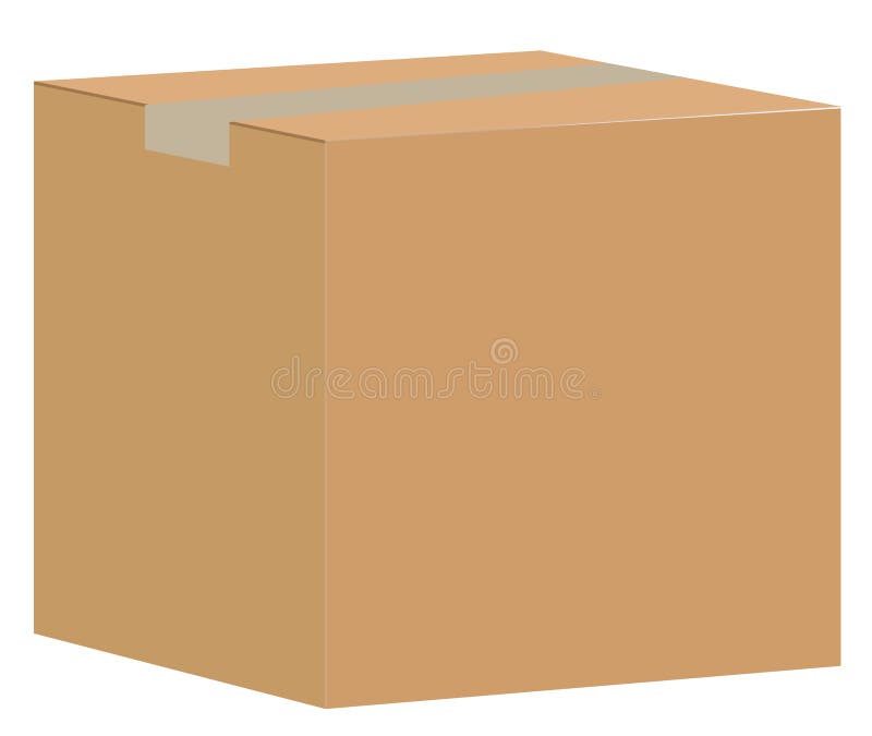 Brown closed carton delivery packaging box isolated on white vector illustration