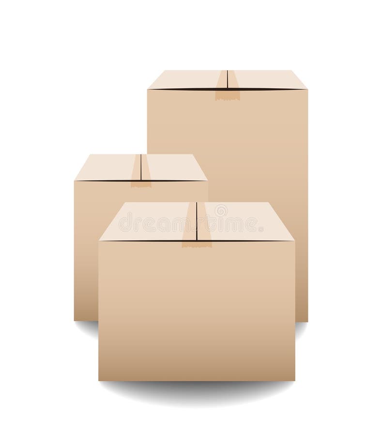 Brown closed carton delivery packaging boxes isolated on white background royalty free illustration