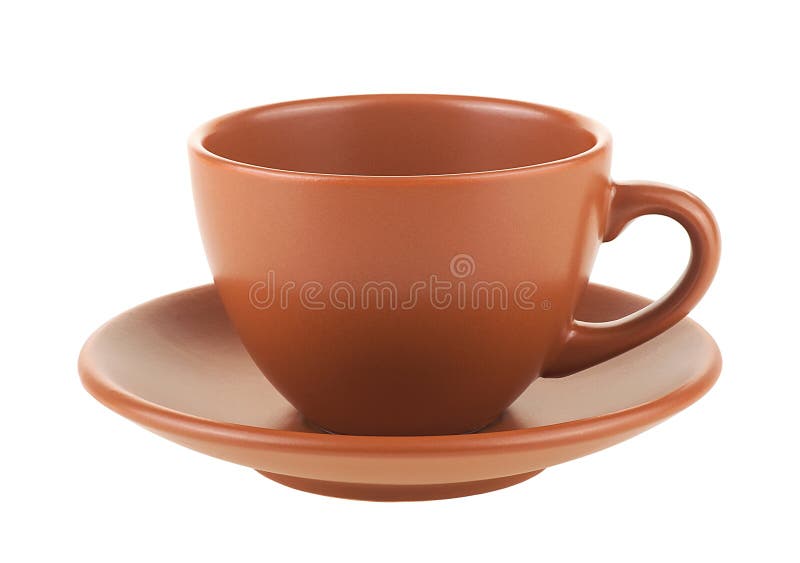 Brown Coffee Cup with Saucer Isolated on White Background Stock Image