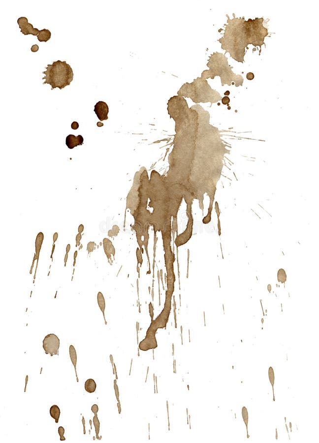 Brown Coffee Stains and Splatters Isolated on White Stock Illustration