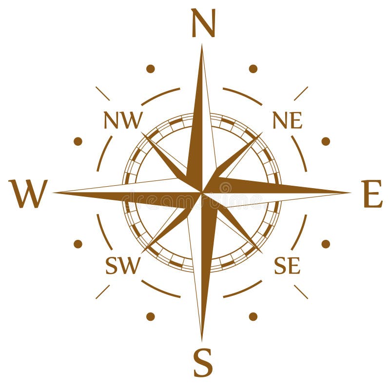 Brown compass vector stock vector. Image of object, north 32070177