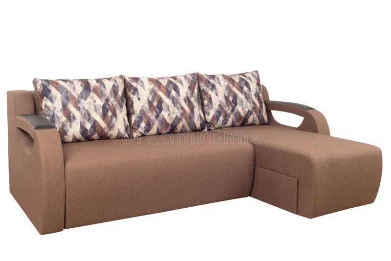 Brown Corner Sofa Isolated on White Stock Image Image of bedroom