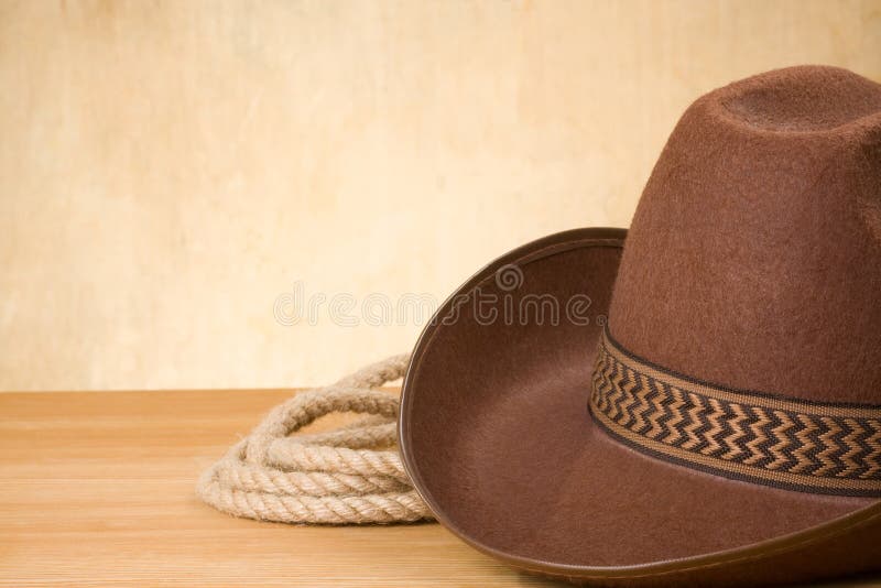 American West Rodeo Cowboy Hat and Ranching Rope Stock Image Image of