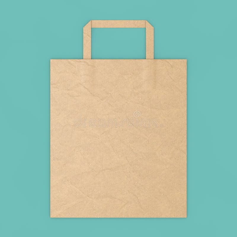Brown Craft Paper Bag Mockup with Blank Space for Your Design. 3d