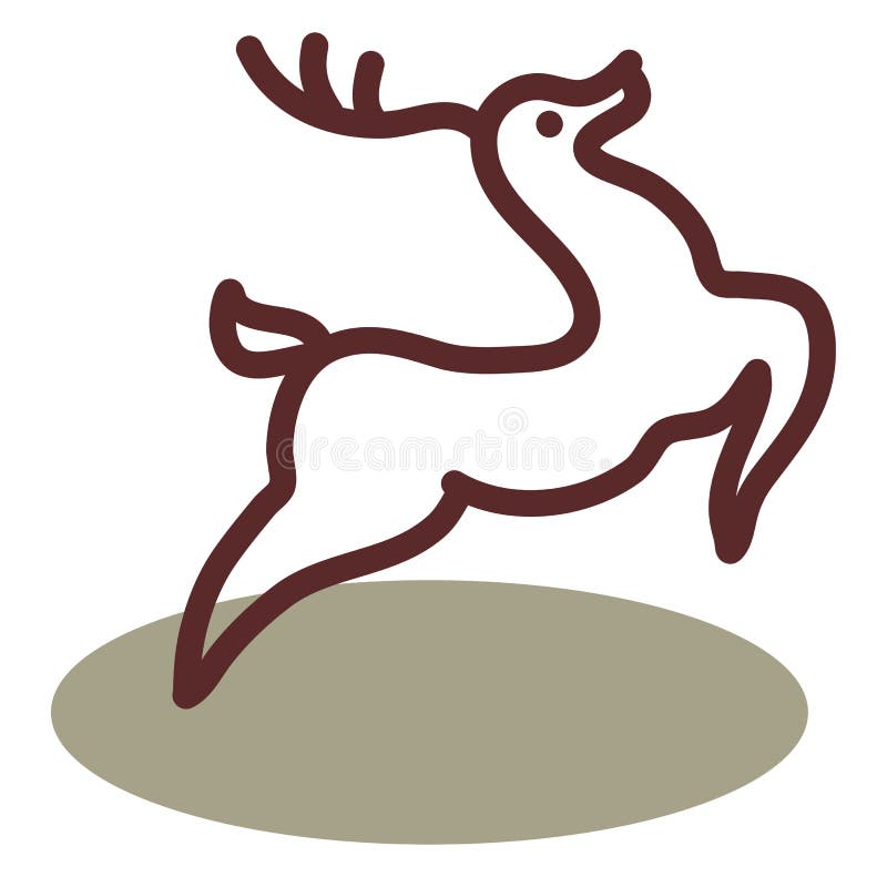 Brown deer jumping, icon stock illustration