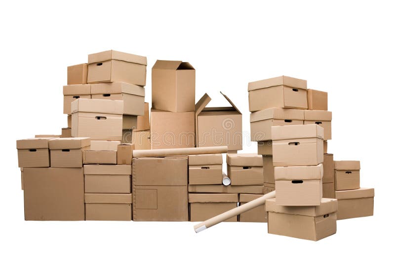 Brown different cardboard boxes royalty free stock photos