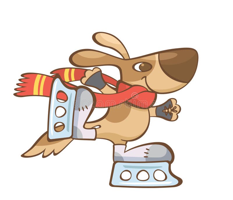 Brown Dog Skating Ice Skates Stock Photography Image 11074182