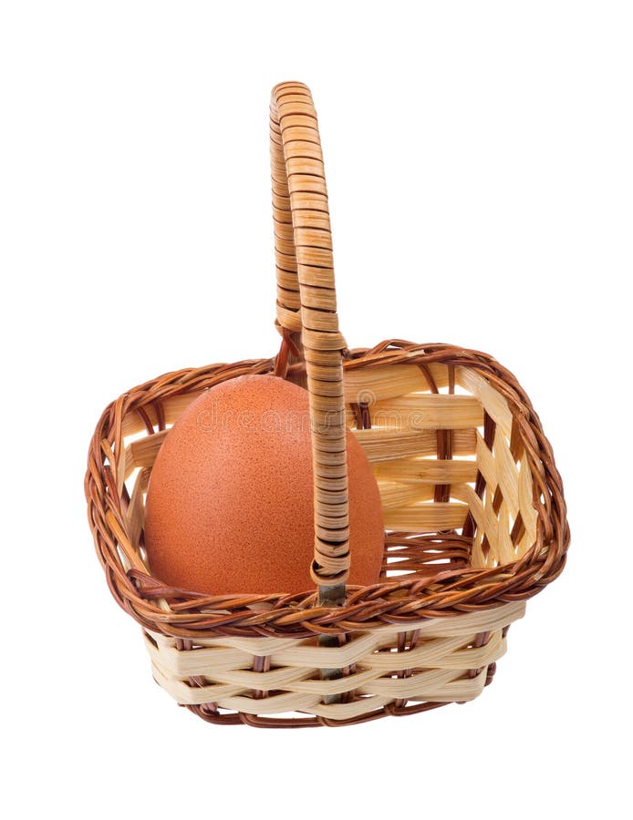 Brown Egg in Basket Isolated on White Stock Image Image of isolated