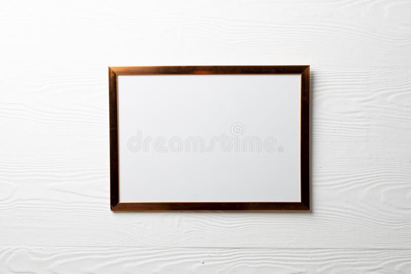 Brown Empty Frame with Copy Space on White Wall Stock Image - Image of ...