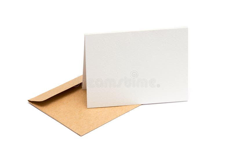 Brown envelope with a blank white card