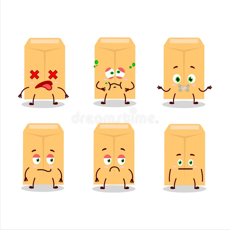 Brown Envelope Cartoon Character with Nope Expression Stock Vector