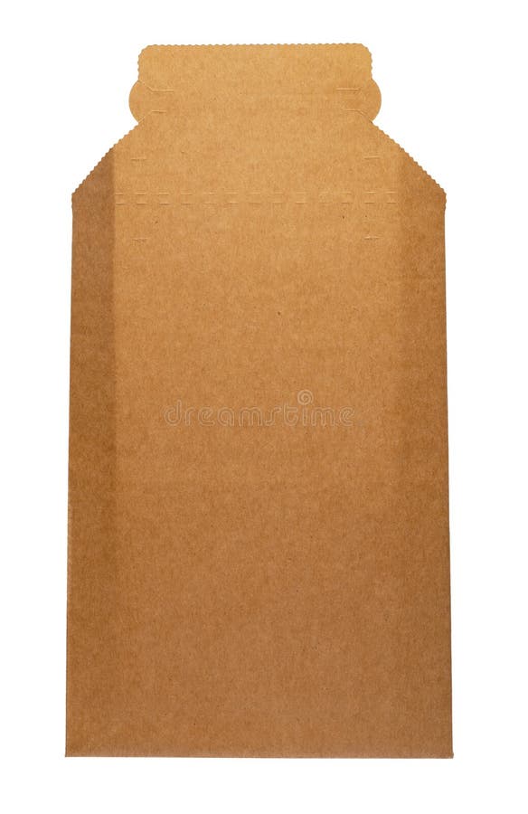 Brown Envelope Front and Back Isolated on White Background. Letter Top